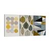 DaMYiHos Nordic Retro Leaf Geometric 3-Panel Wall Art Decorative Painting Wooden Frame