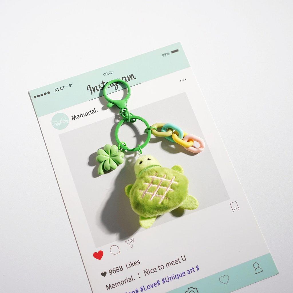 Adorable Green Turtle Plush Keychain: Cute Bag Charm & Creative Small Gift