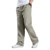 Men Cargo Pants Spring Fall Elastic Waist Drawstring Solid Color Casual Loose Large Pocket Soft Male Straight Wide Leg Trousers Menswear