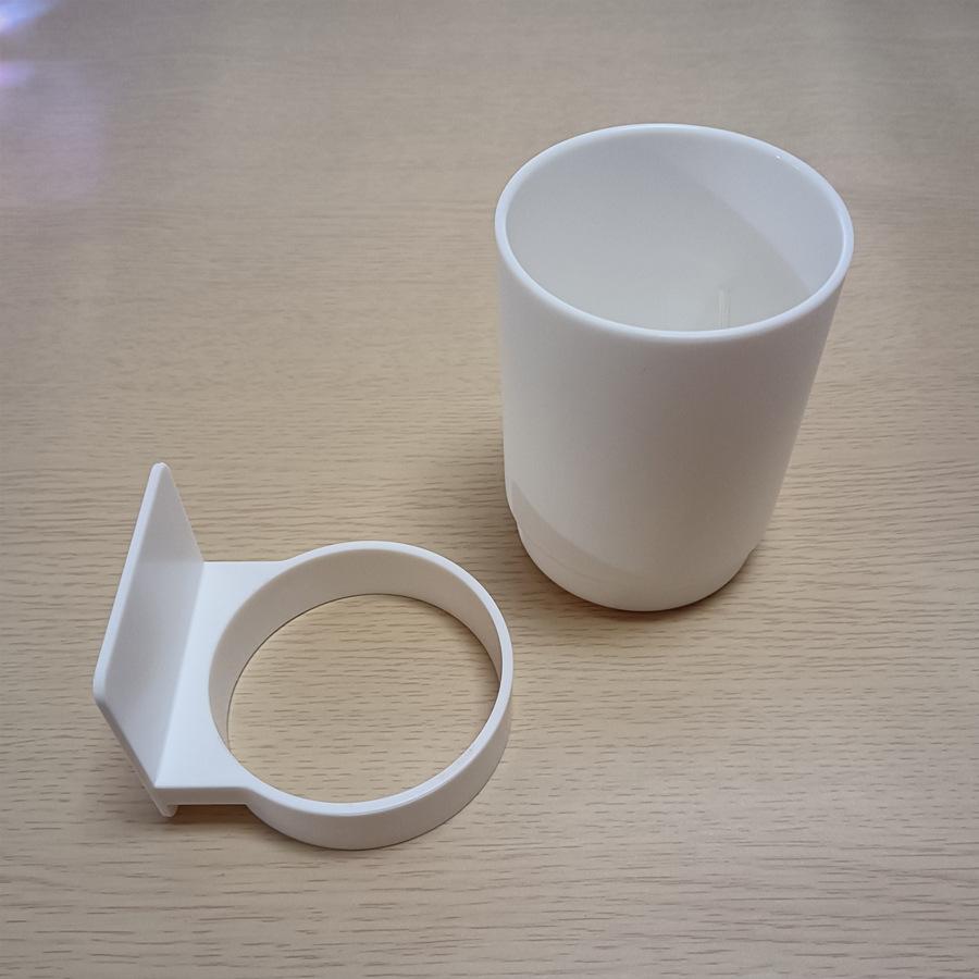 Zahnbürstenhalter mit Becher, Badezimmer-Organizer, an der Wand montierter, selbstklebender Zahnpastahalter, Becherhalter aus Kunststoff