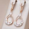 Luxury Natural Zircon Long Drop Earrings For Women Rose Gold Color Mix Unique Design Bride Wedding Jewelry