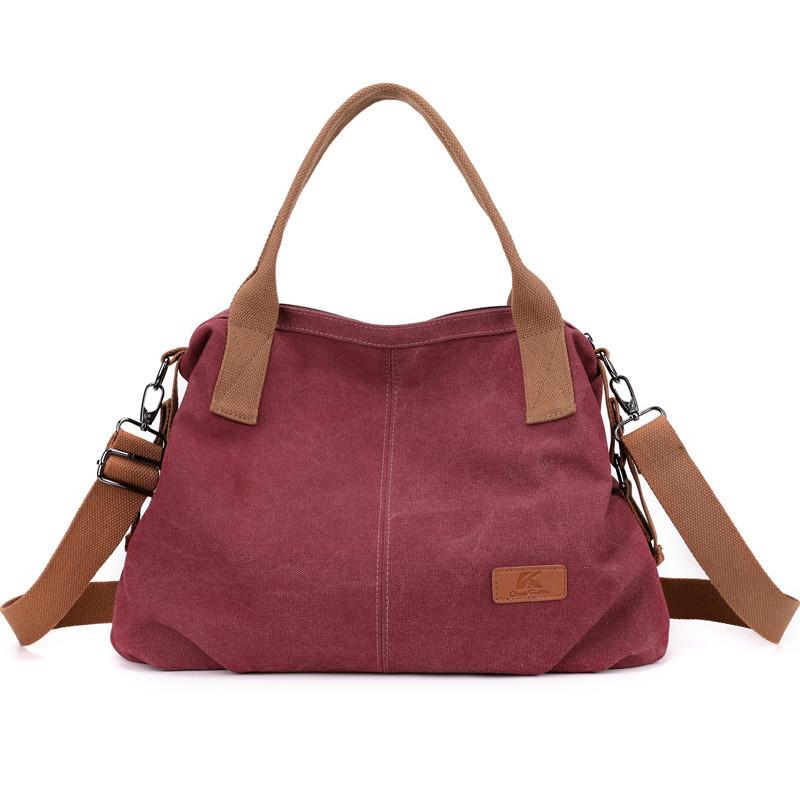 Urban Minimalist Womens Canvas Shoulder Bag With Large Capacity And Inner Pouch