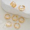 7 Stück/Set Unregelmäßige Geometrische Metallringe für Herren Damen Temperament Einfachheit Goldfarbe Öffnungsringe Party Schmuck Zubehör
