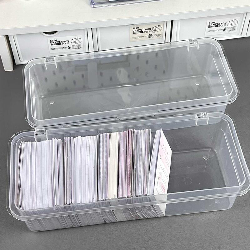 Boîte de rangement pour photos d'idoles, boîte en plastique transparente, collection de cartes photo Kpop, organisateur de bijoux, fournitures de rangement, boîte de rangement de bureau
