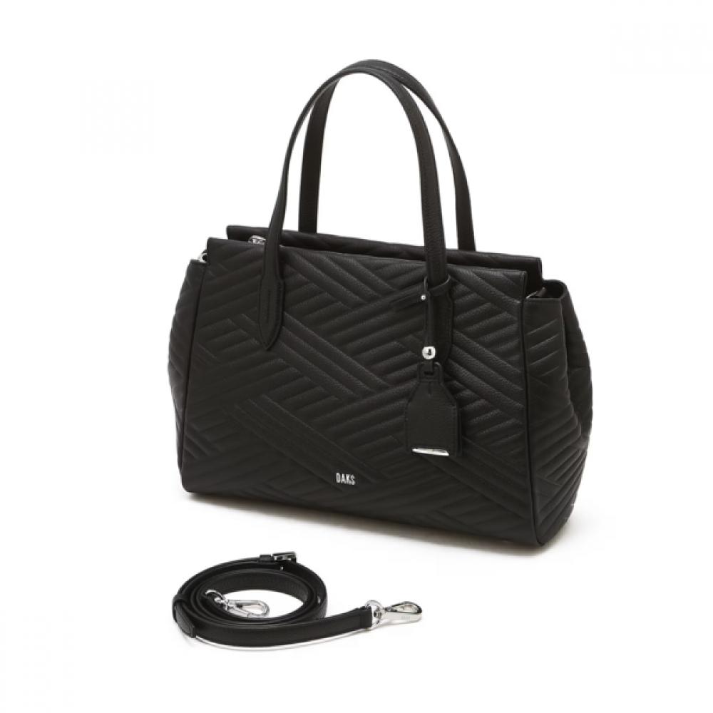 Daks Black Cowhide Tote Bag With Logo Dcba6f373bk