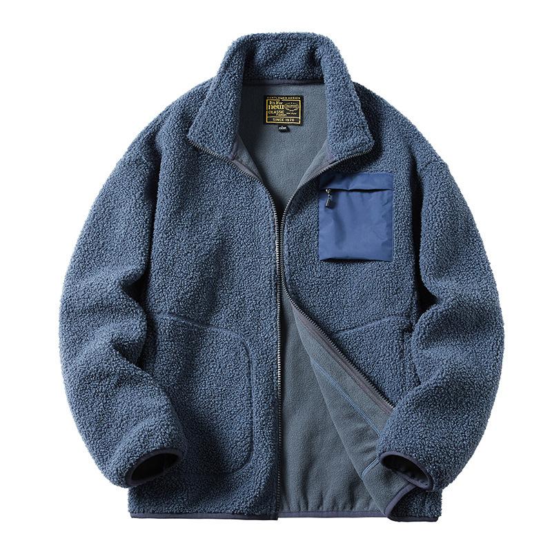 Manteau Épais Rembourré en Polaire pour Homme Vestes en Polaire Berber pour Homme Vintage Col Montant Polaire Polaire Veste d'Hiver Hauts Chauds