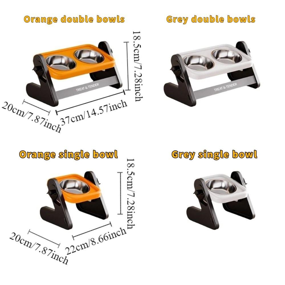 Bol surélevé pour animaux de compagnie en acier inoxydable Hauteur réglable Anti-basculement Bol surélevé pour chien avec support Antidérapant Double bol pour chat Fournitures pour animaux de compagnie