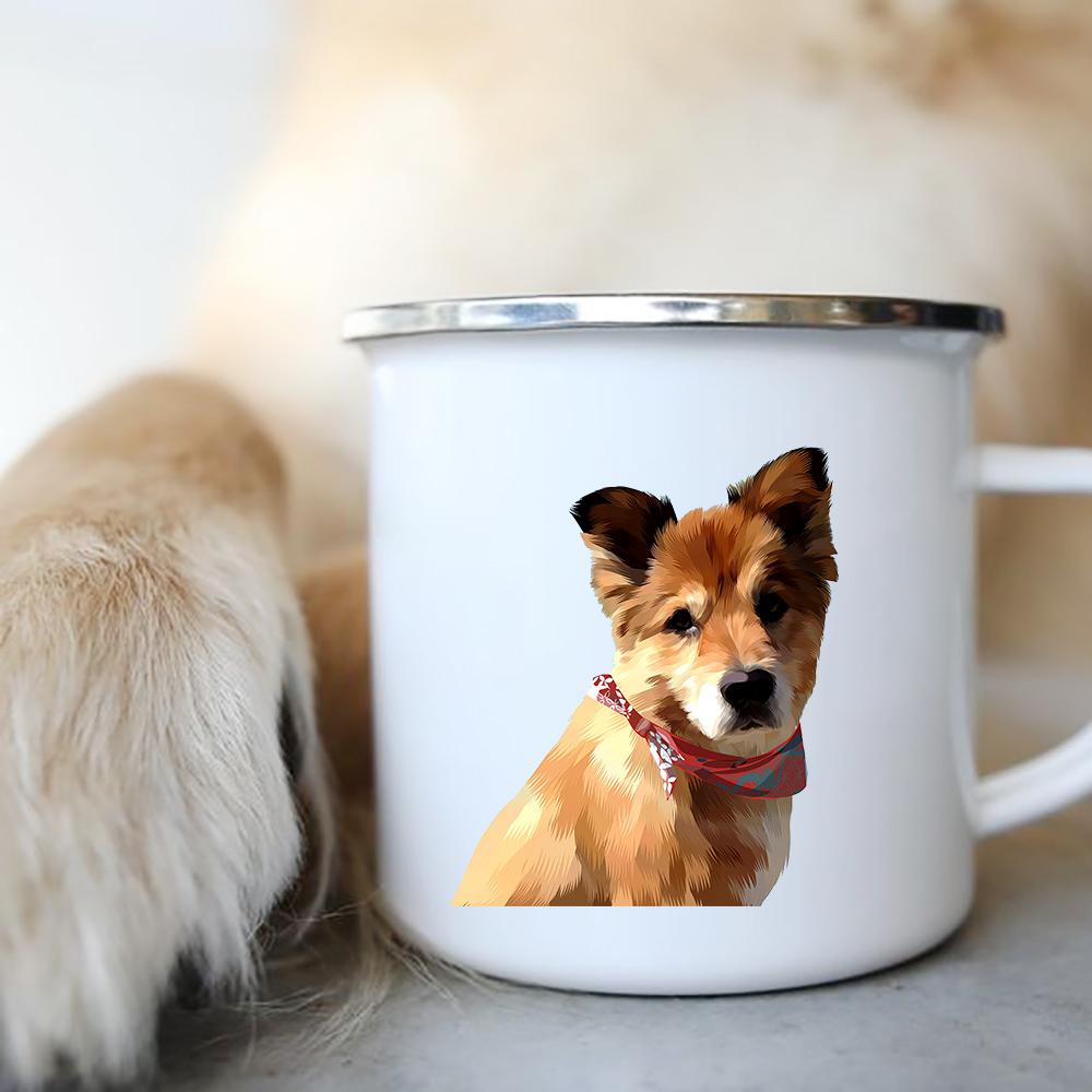 Original Mugs Coffee Cups To Sublimate Cute Dog Printed Enamel Coffee Tea Mugs Office Home Party Beer Drink Cola Cups Travel Cup