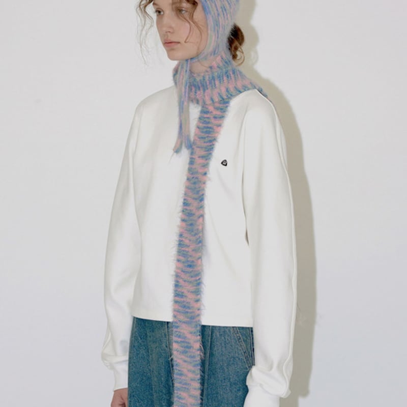 ÉCHARPE TRICOTÉE DIAGONALE EN MOHAIR (mélange1)
