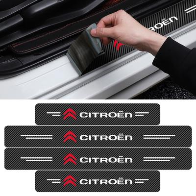 4PCS Leather Car Door Sill Protection Sticker Car Accessories For C1 C2 C3 C4 Grand Picasso C4L C5 C-ELYSEE DS Berlingo