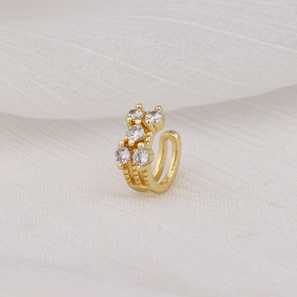 Double-Layer Cross Ear Clip Feng Shui Drop V-Shaped Flash Drill, Ear Bone Clip, Row Drill Men'S Earrings Clip Exquisite