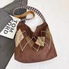 Splicing Large-capacity Casual 2025 Retro Winter New Simple Texture Tote Shoulder Armpit Bag