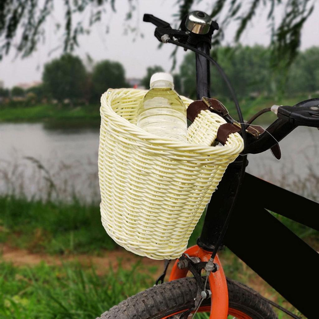 Waterproof Plastic Woven Bicycles Basket Detachable Wicker Front Handlebar Bike Basket Childrens Bicycles Basket