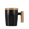 TOMIC Creative Ceramic Coffee Mug with Wood Handle and Lid