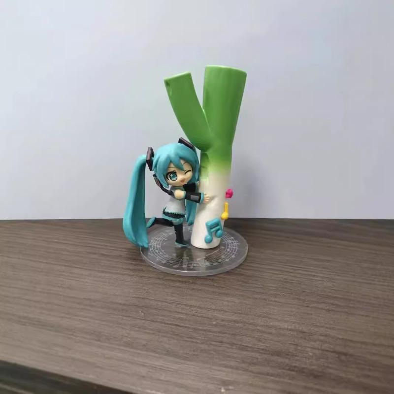 Hatsune Miku Kawaii hält Walisische Zwiebel Schöne Mädchen Figur Modell Statue Sammlung Desktop Dekoration Ornament Geschenke 10cm