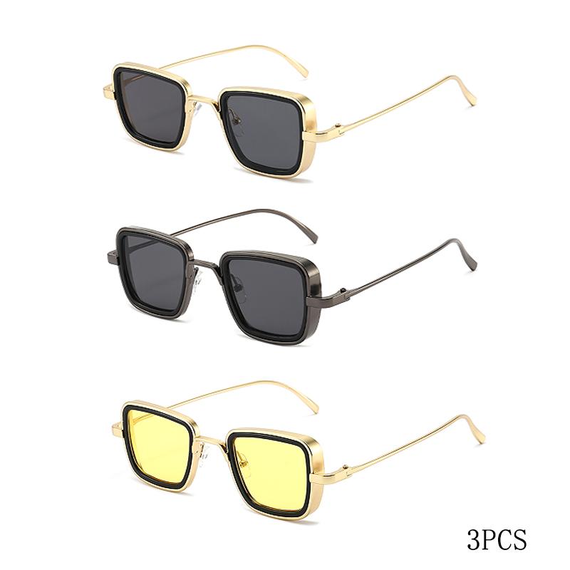New Vintage Metal Steampunk Sunglasses Men Women Square Sun Glasses For Men Women Stylish Retro Brand Shades Male Female UV400