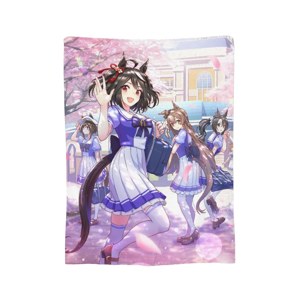 Uma Musume Pretty Derby Blankets Fleece Spring/Autumn  Portable Super Warm Throw Blankets for Bedding Car Rug Piece