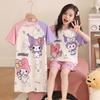 2026 Kids' Short-Sleeve Cartoon Pajama Set for Girls - Lightweight Summer Home Wear