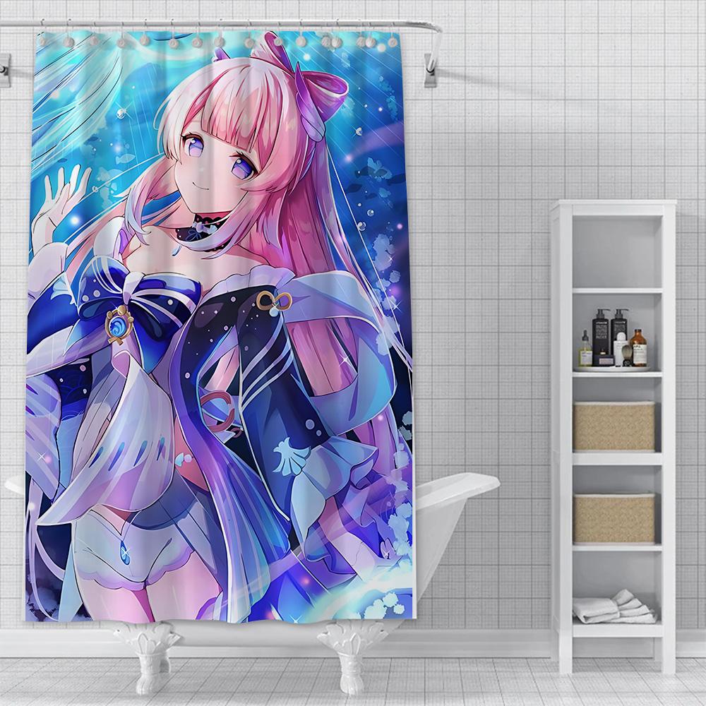 Duschvorhang Wasserdicht Polyesterstoff Farbe Bunt Badezimmer Vorhänge Genshin Impact Zuhause Badezimmer Dekoration Vorhang Mit Haken