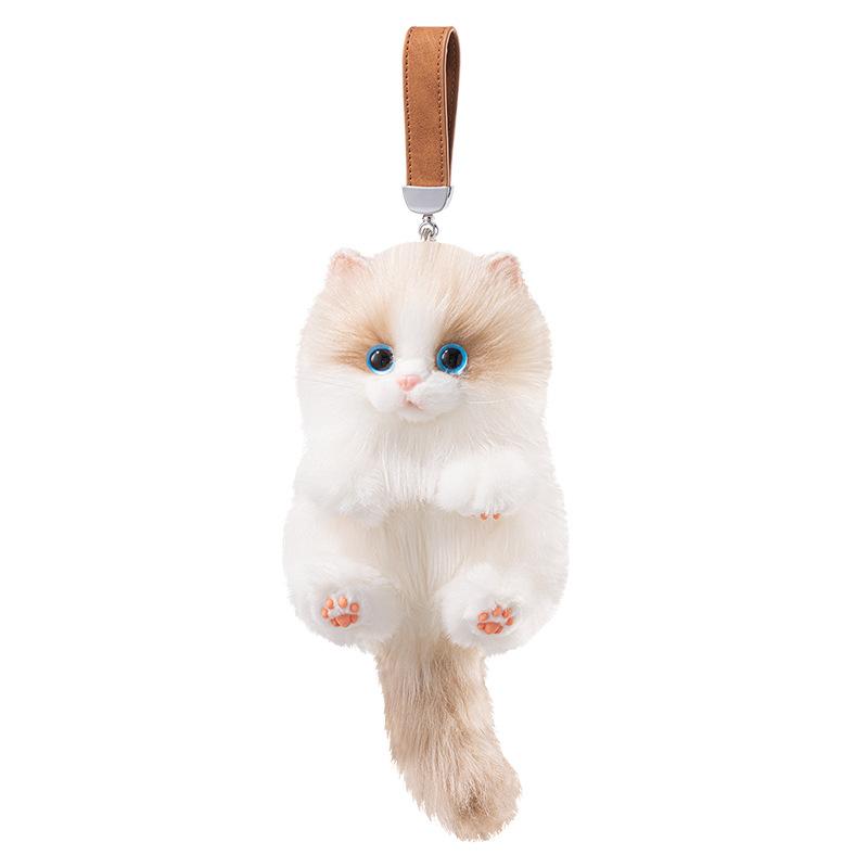 Cute Plush Cat Doll Pendant Keychain Girl Backpack Simulated Animal Stuffed Toy Couple Bag Hanging Decorative Gift