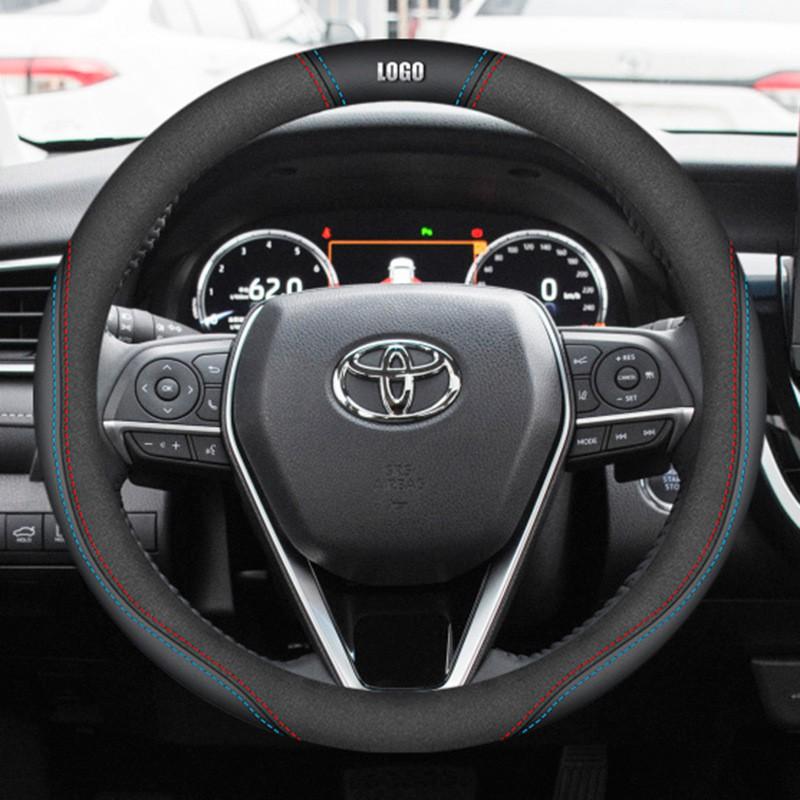Genuine Leather Steering Wheel Cover Toyota Camry 2006-2014 Universal Fit 38cm Diameter Sport Style