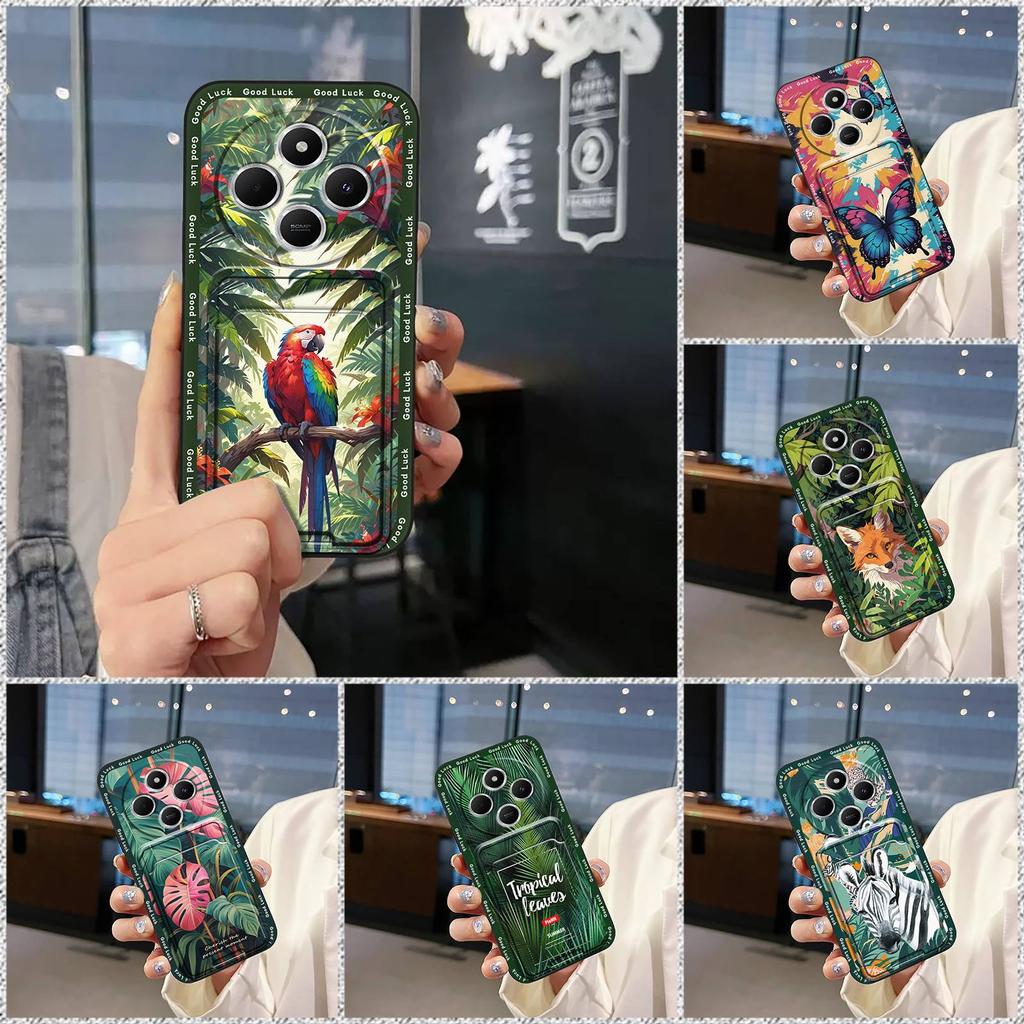 Mjukt fodral Fullt omslutande Telefonfodral För Redmi 14C 4G/14R 5G/A3 Pro 4G/POCO C75 Smutsavvisande Stötsäkert Skydd Kortfack TPU