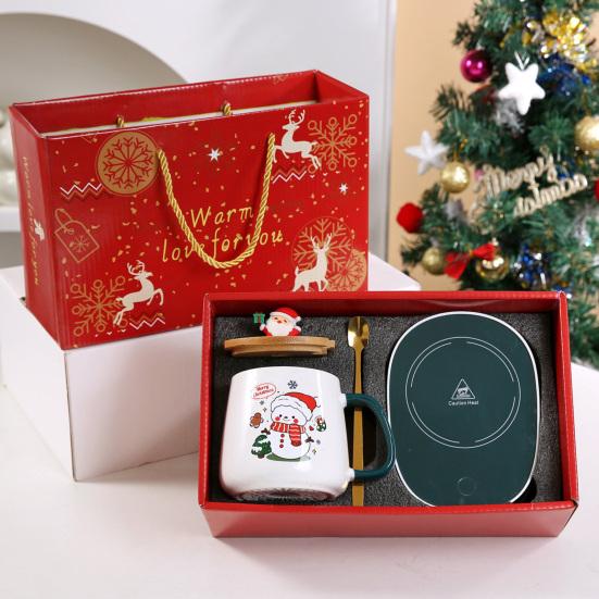 Yousheng Coffee Cup Warmer with Mug Set Electric Heated Coffee Warmer Ceramic Coffee Mug Set for Coffee Tea Water Milk Coco Christmas Gifts for Coffee