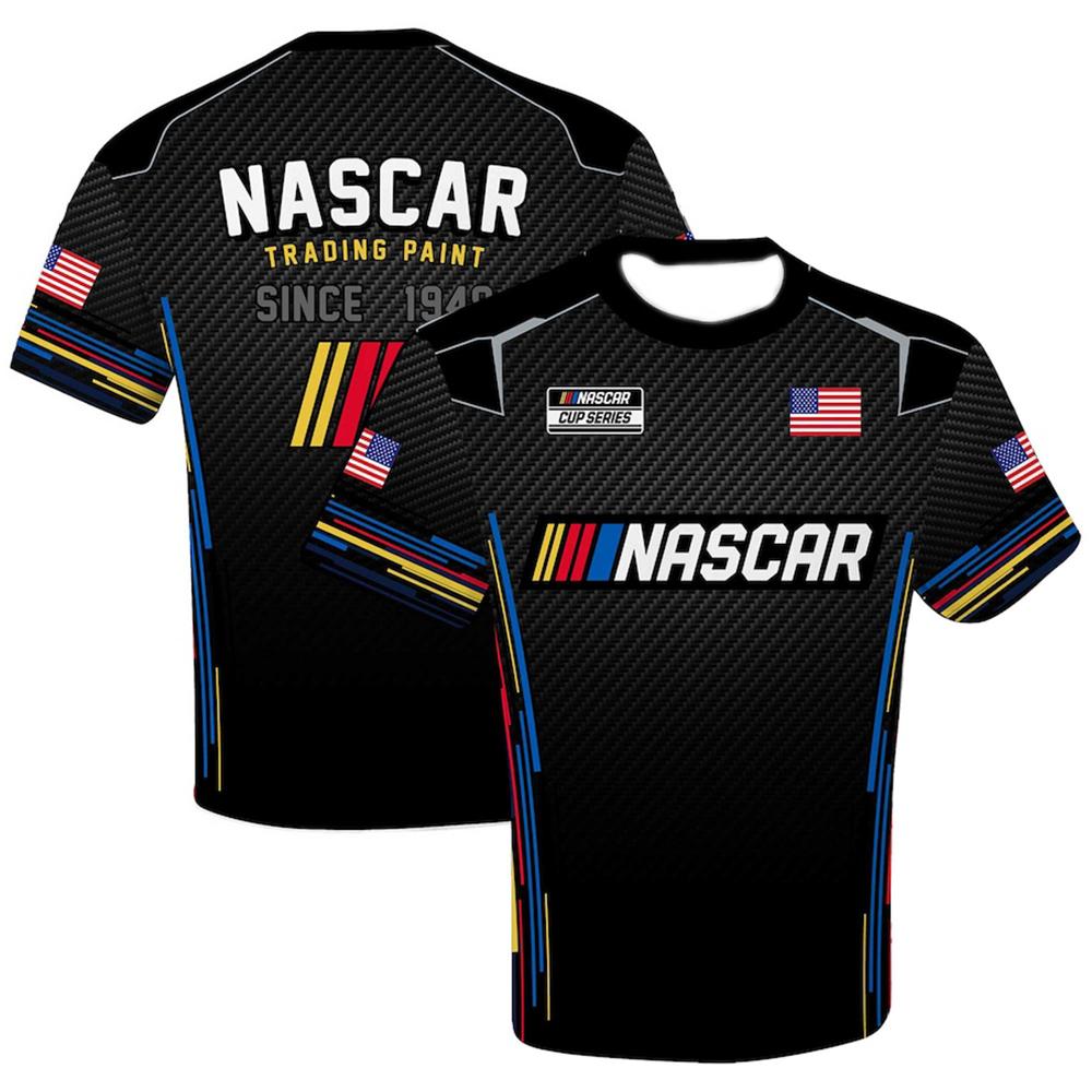 Herre Rundhals Treningsstopper NASCAR Rutete Flagg Sportsuniform 3D-trykk Pustende Hurtigtørkende T-skjorte Unisex Fritids T-skjorter