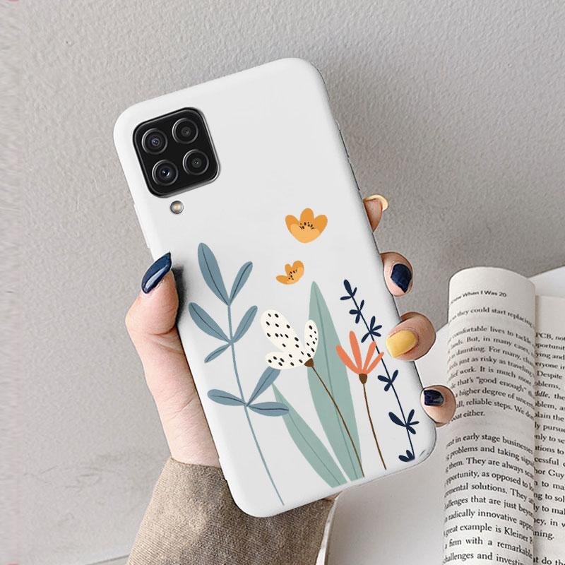 Case For Samsung A12 5G M12 F12 A 12 Cute Heart Flower Back Cover Soft Silicone Matte Protective Funda For Samsung Galaxy A12 5G