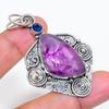 Natural Sage Amethyst, Iolite 925 Sterling Silver Jewelry Pendant 2.36" ZS-66