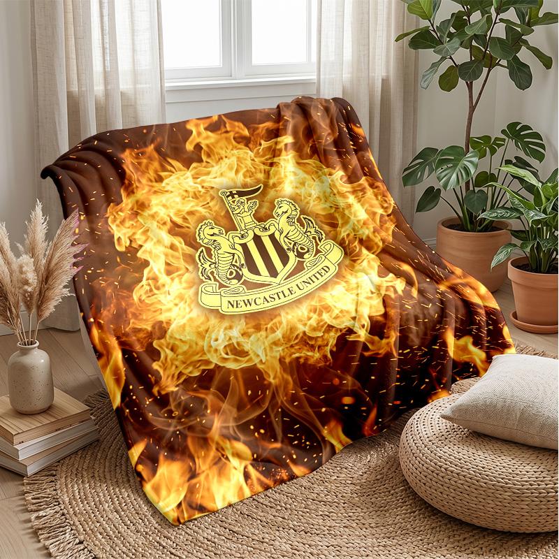 Newcastle United Football Print Flannel Blanket, Soft Warm Lightweight Throw Blanket for Sofa Bed Camping