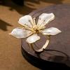 Jewelry Enamel Bride Ring Banquet Luxury Wide Opening Ring French Elegant Large Flower Ring Women