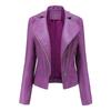 Women PU Leather Jacket Motorcycle Biker Short Coat Motorcycle Racer Lapel Collar Punk Rock Crop Blazer Stylish Rivet Outerwear Fashion Tops Outfit