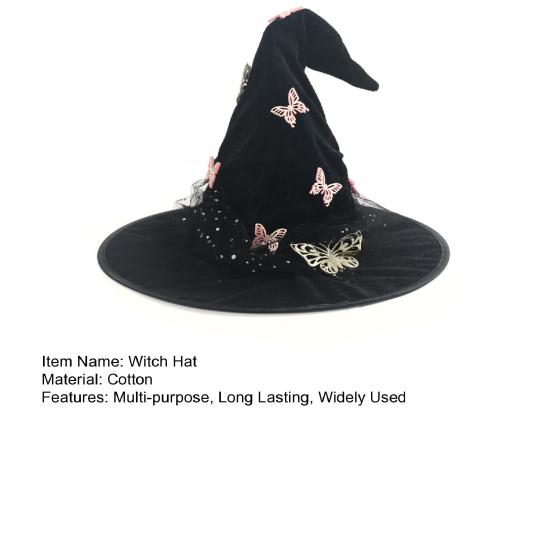 Butterfly Witch Hat Adjustable Design Lightweight Comfortable To Wear Party Top Hat Halloween Costume Accessory
