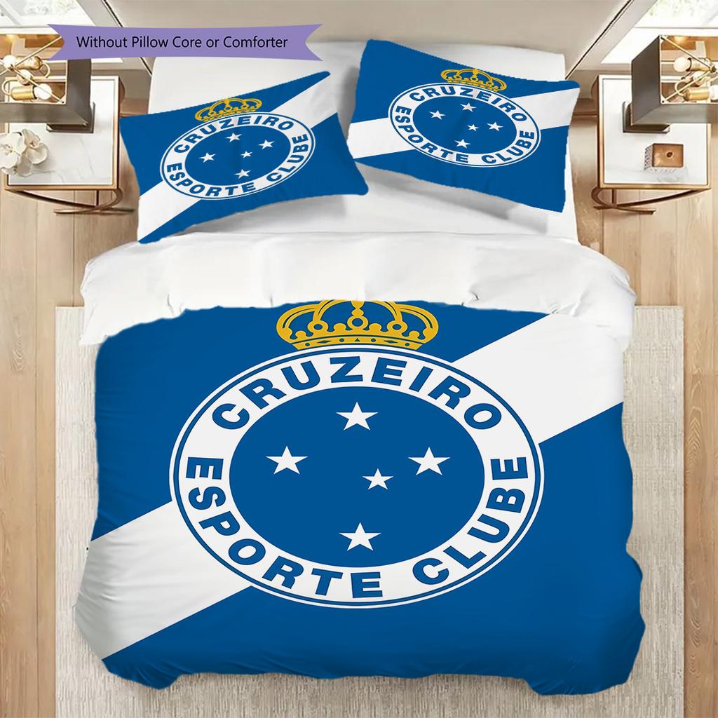 Cruzeiro Esporte Pattern Bedding Quilt Set Quilt Cover Pillowcase Home Decoration Birthday Gift (1 * Duvet Cover + 2 * Pillowcase, Without Core)