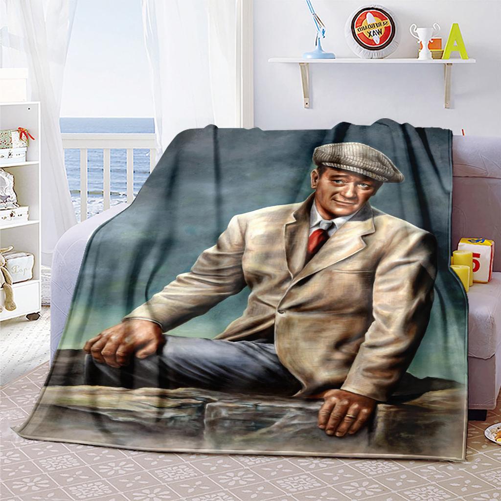 John Wayne Western Cowboy Hat Blanket Soft Comfortable All Seasons Perfect Sofa Office Nap Travel Festive Gift
