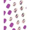 24Pcs Short Square Nails, Creative Purple Flowers And Plants Fake Nails Lovely Fake Nails, For Girls To Wear, Press On The Nails, Nail Supplies