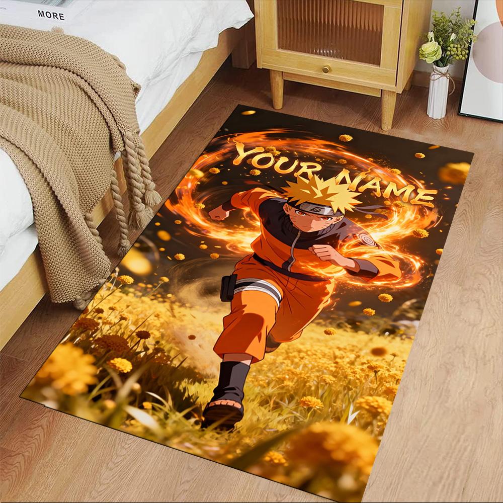 Naruto Character Customize Text Floor Rug Office Rug Suitable for Study room Decorate room Kitchen Playrooms Anti-slip Rug Anime Office Decor