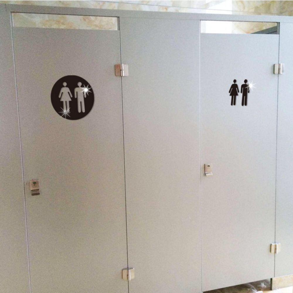 Door Wall Art WC Decor Washroom Sign Poster Woman & Man Mirror Surface Decal Toilet Wall Stickers