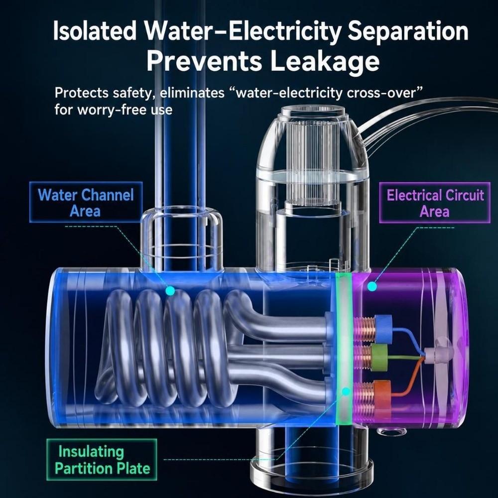 3000W Electric Water Heater Tap on-Demand Hot Water Kitchen Faucet Heater  Household Use