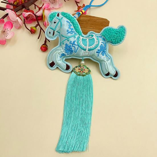 2026 Year of The Horse Charm Chinese New Year Hanging Pendant with Tassel Zodiac Horse Feng Shui Charm for Home Car Decor