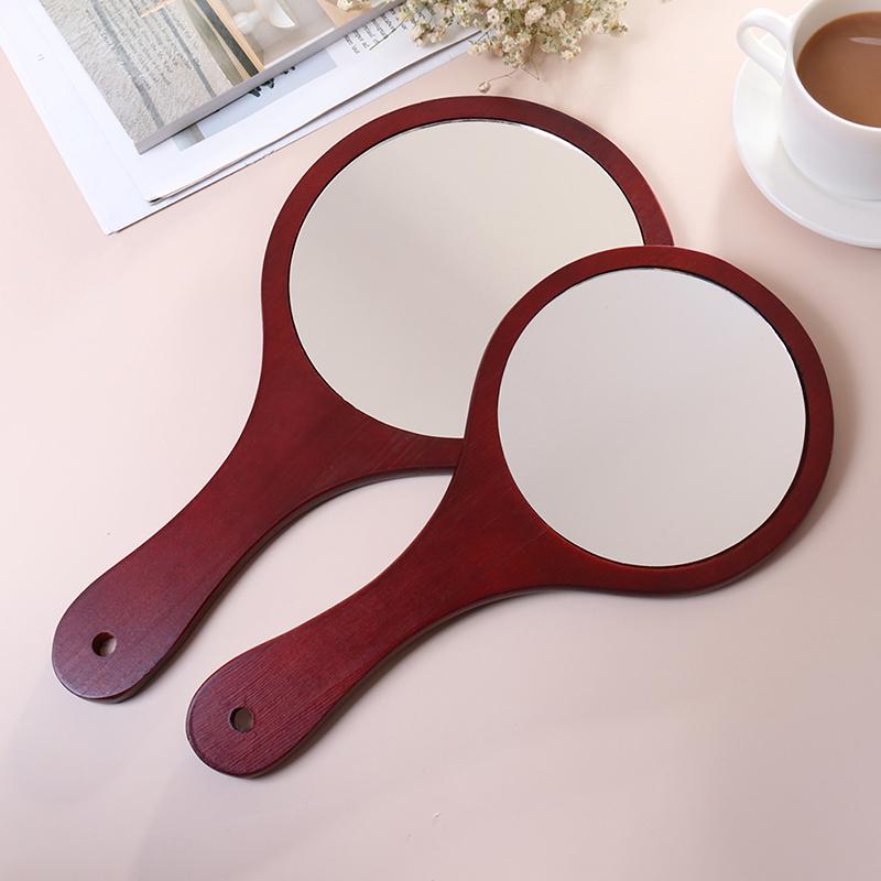 Runder Holz Vintage Handspiegel Schminkspiegel Kosmetikspiegel