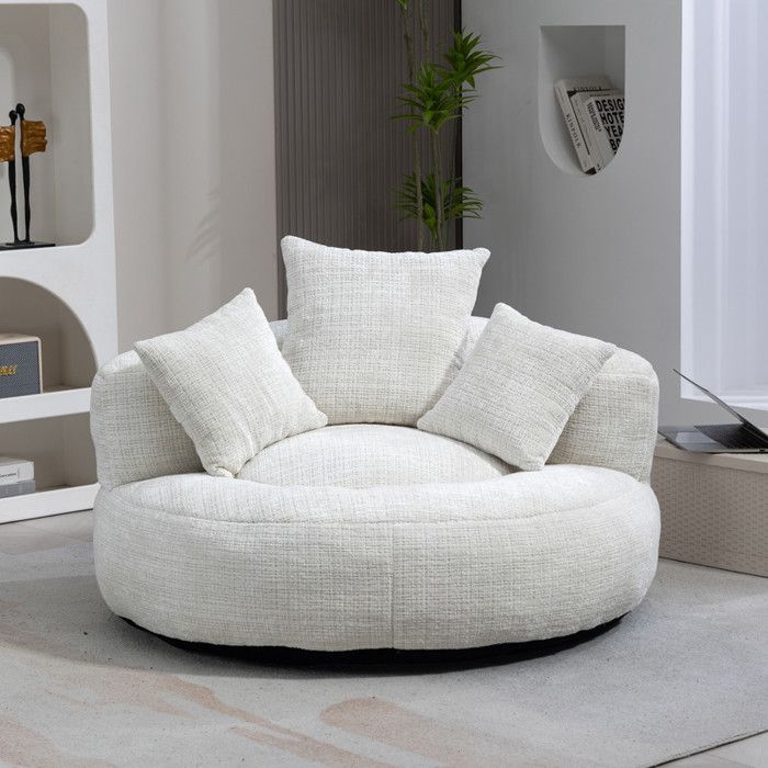 Futon Sofa - MUVOE - Reclining - Beige Chenille - High Back - Comfortable and Durable