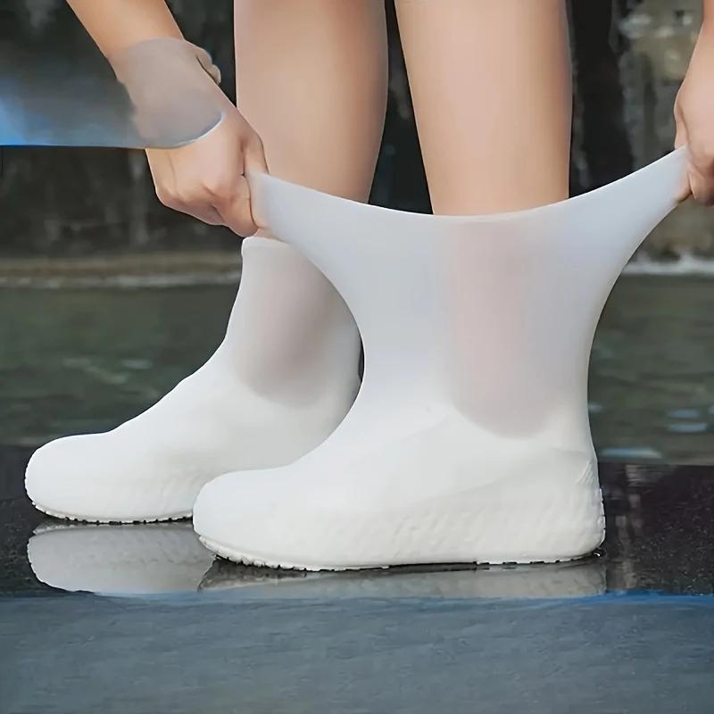 Flexible Latex Rubber Rain Boot Covers - Waterproof, Reusable, and Non-slip for Outdoor Use