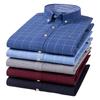 Men's Oxford Spinning Long Sleeve Shirt Middle-aged and Youth Casual Plaid Cotton Large Size Shirt