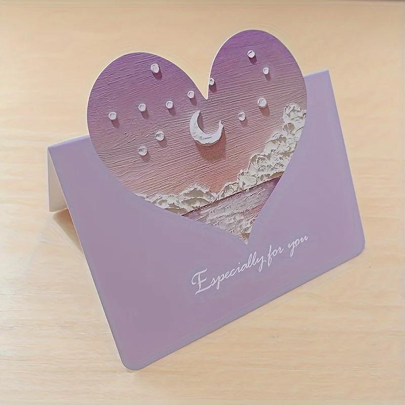 10 Sheets Cartoon 3D Oil Painting Greeting Card Handwritten Greeting Card Invitation Card Message and Greeting Card Student Gift Cards