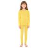 Children's Thermal Sleepwear Set Boys Girls, Solid Color Round Neck Long Sleeve Top & Elastic Waist Leggings, Comfy Loungewear