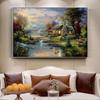Pintura a óleo europeia estilo pastoral pintura em tela paisagem cartazes e impressões montanhas rios fotos decoração da sala de estar