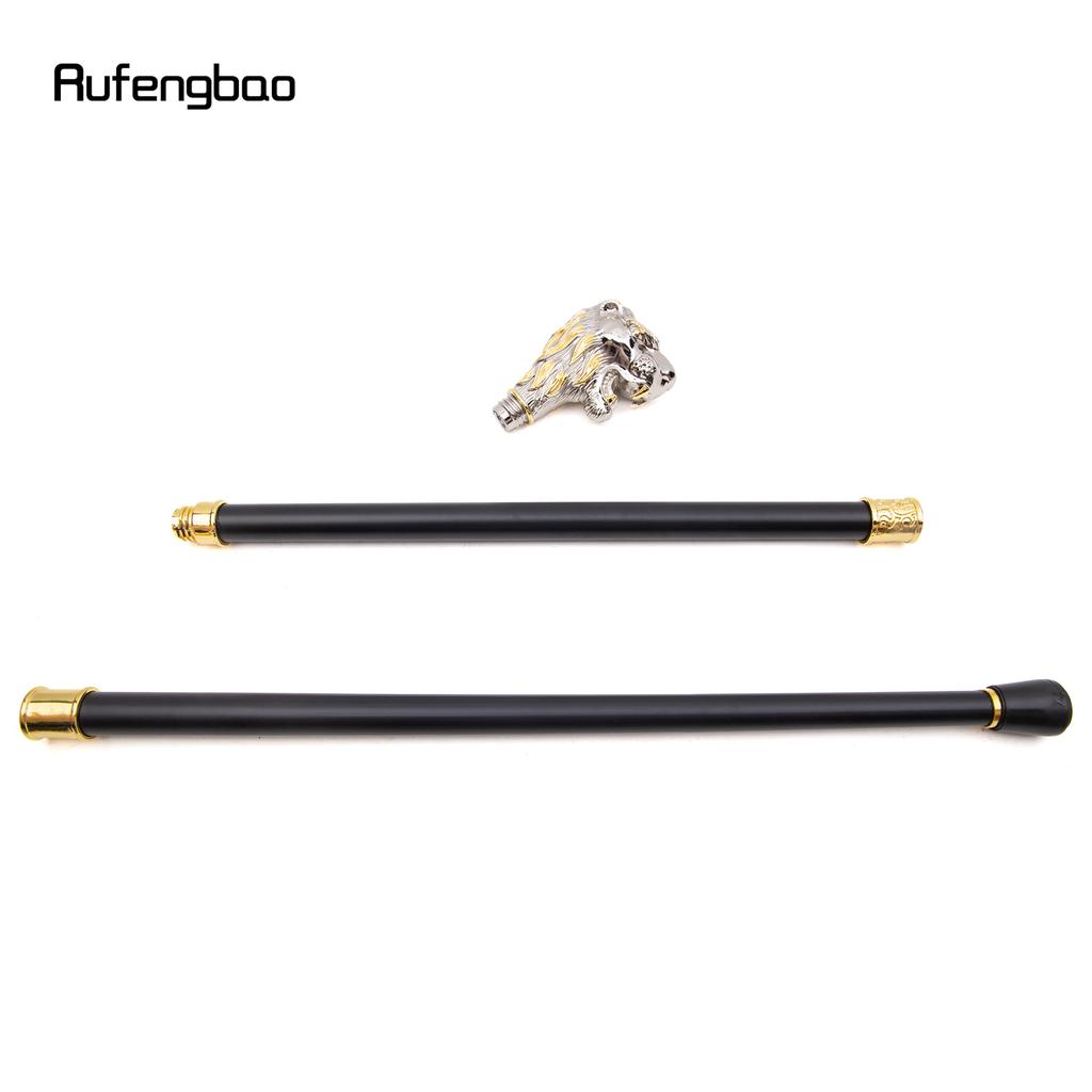 Golden White Lion Head with Mustache Fashion Walking Stick Decorative Cospaly Vintage Fashionable Walking Cane Crosier 94cm