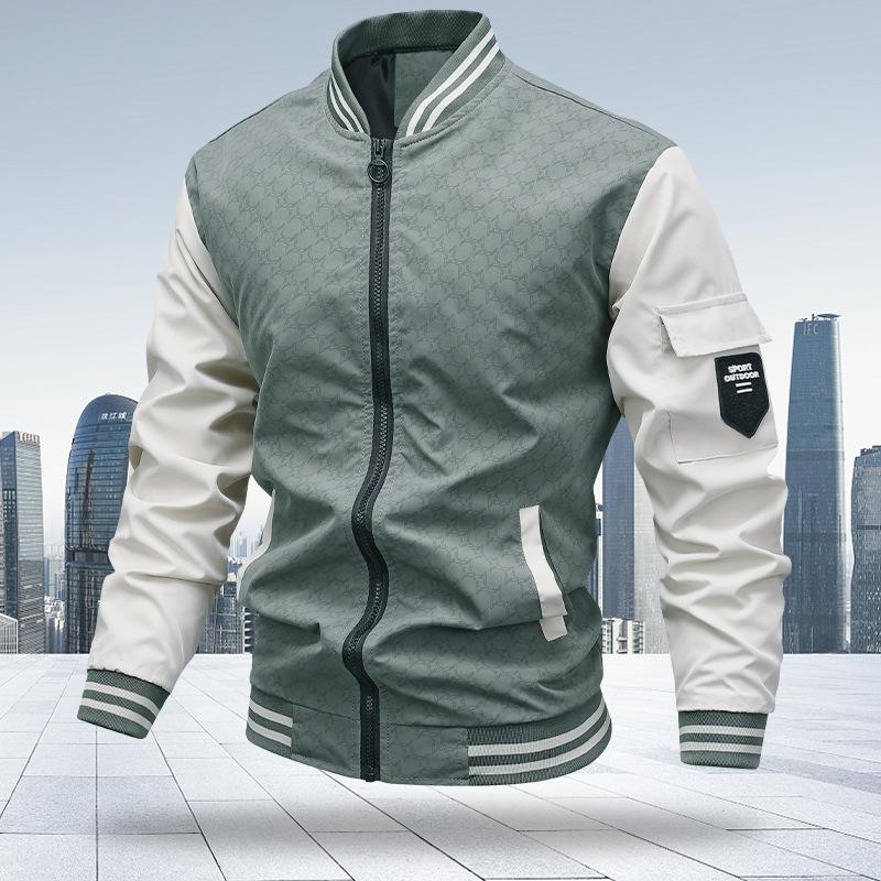 Jacket Men's Spring and Autumn New Style Stand Collar Medium Men's Outer Wear Long-sleeved Jacket Versatile Casual Trendy Fashion Men's Clothing